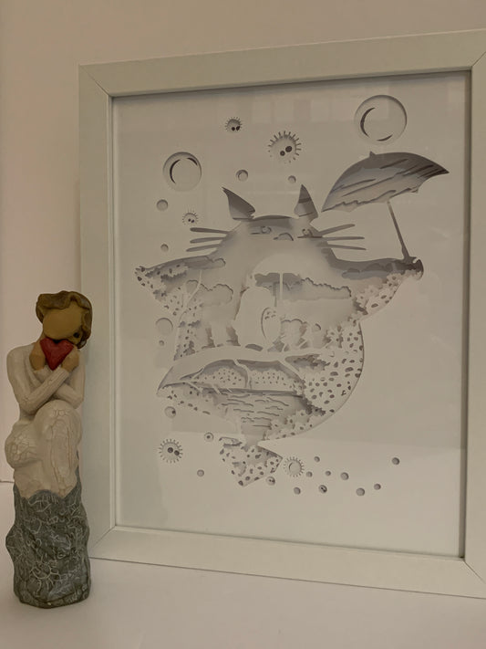 Totoro, Anime, Studio Ghibli, Decorative Shadow Box Shadowbox Frame, LED lamp, wall art, sign. Gift for Anime Fan, Game Room decor