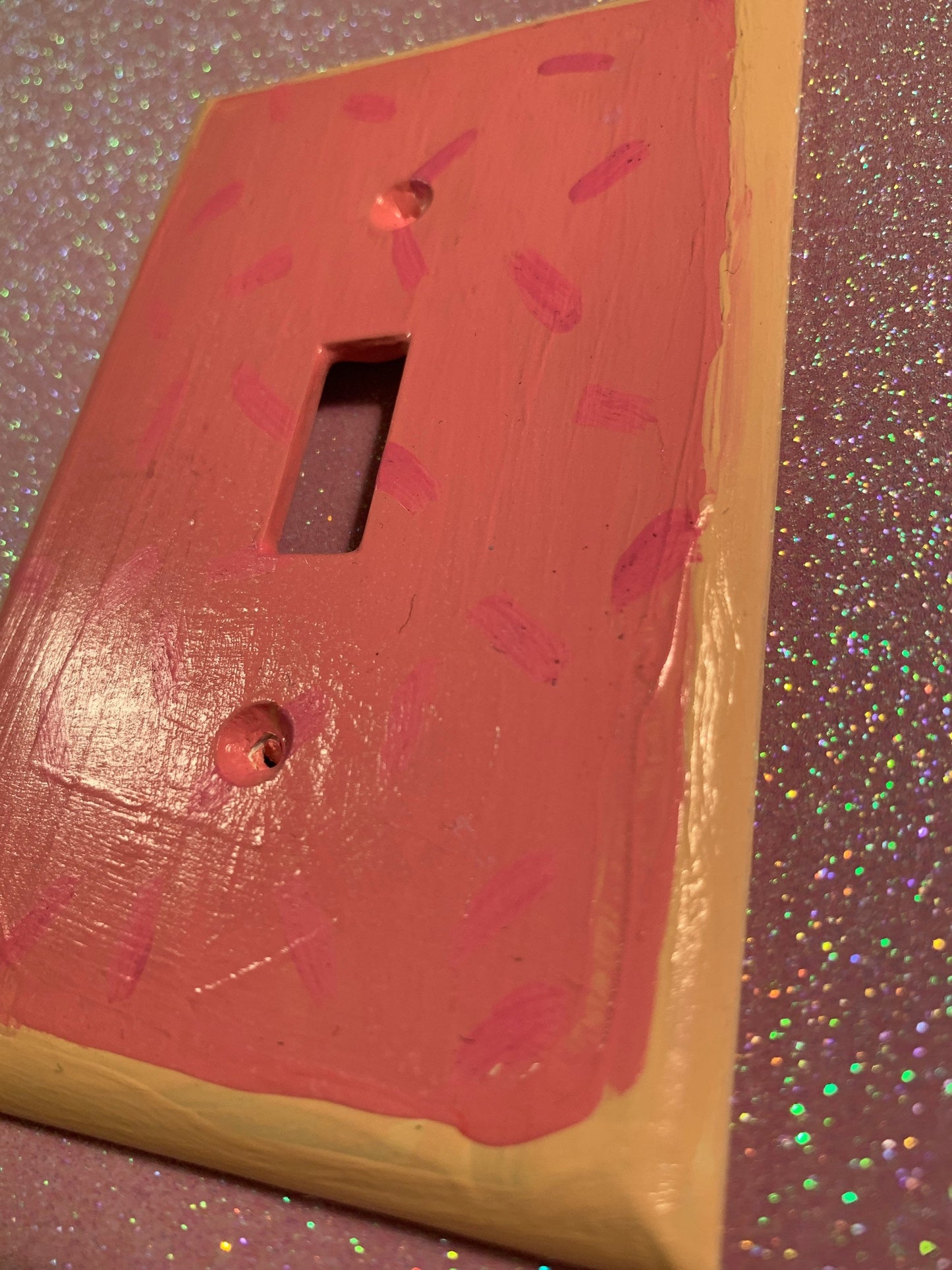 Hand-Painted Strawberry Poptart Light Switch Cover - Autism Awareness Art
