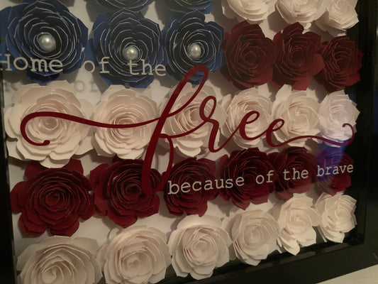 American Flag Flower Shadow Box: Patriotic Military Gift