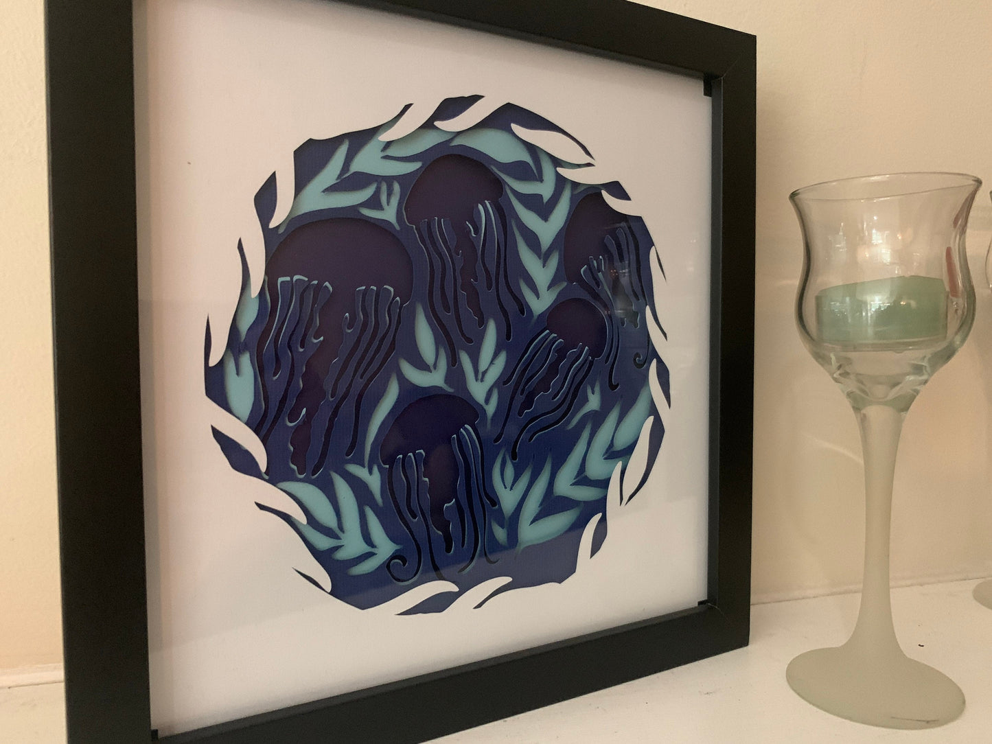 Jellyfish LED Shadow Box: Ocean Life Home Decor