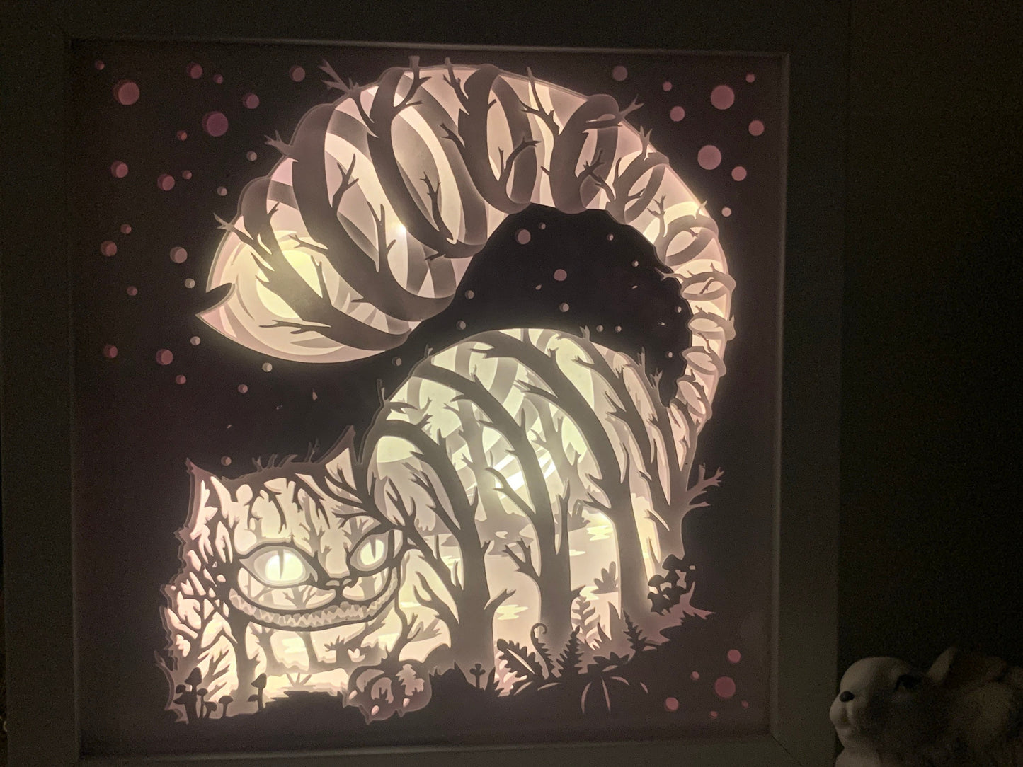 Cheshire Cat Shadow Box: Alice in Wonderland LED Light Frame