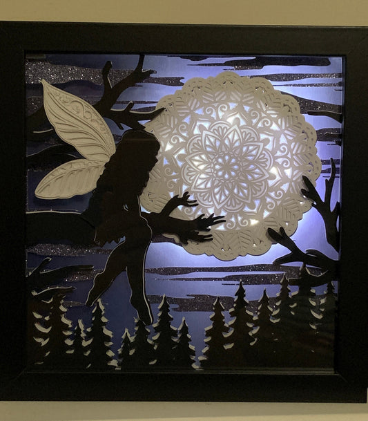 Fairy on Moon Lightbox: Whimsical Bedroom Decor (8x8)