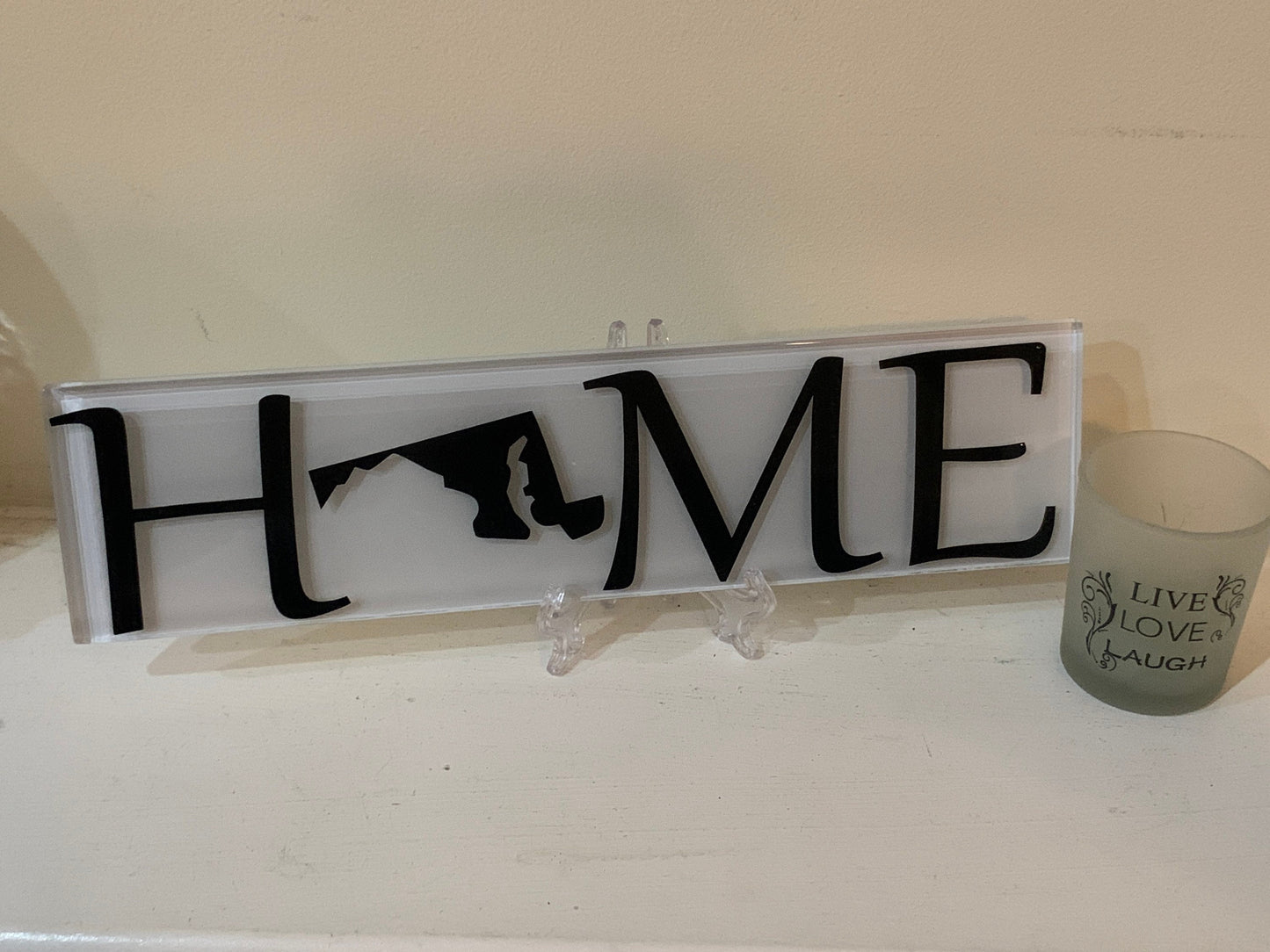 Custom State Glass Name Plate: Personalized Home Decor with Stand