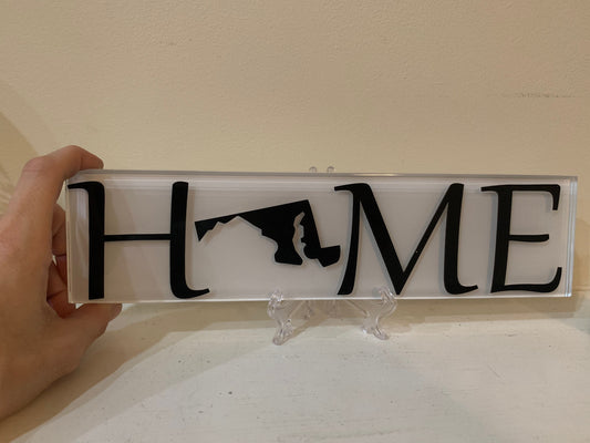 Custom State Glass Name Plate: Personalized Home Decor with Stand