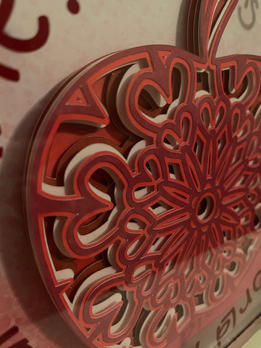 Teachers Change the World One Child at a Time”, layered apple. frame, Teacher Gift, Shadow box, Paper, Shadowbox