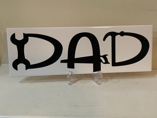 Father Dad Decorative Name Plate Plaque, customize with kids names, Great Father’s Day gift, includes FREE stand
