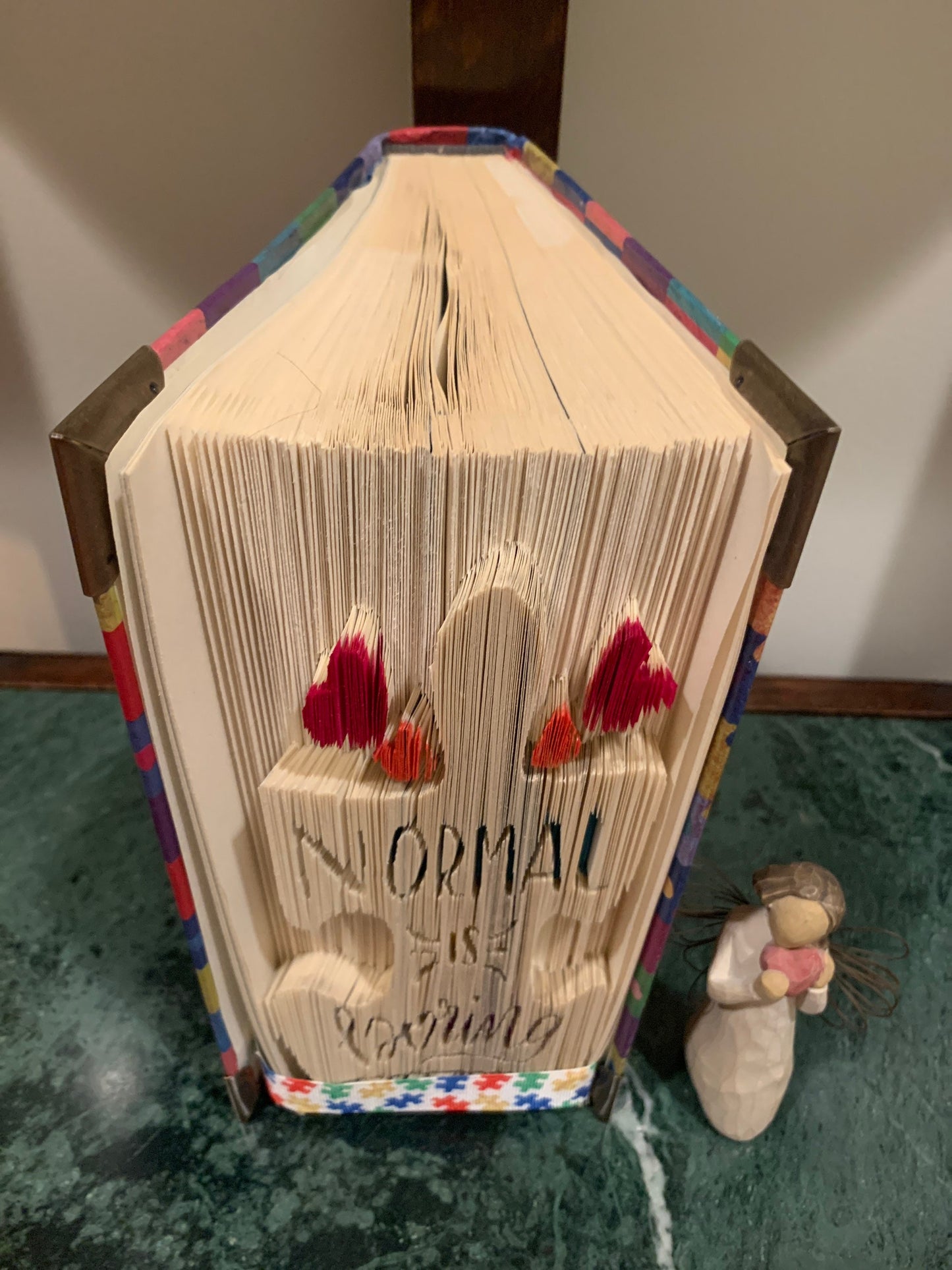 Normal is Boring, Autism Book, Decorative Book Fold, bookfold, Autism Awareness, great gift for autism Mom family, birthday gift