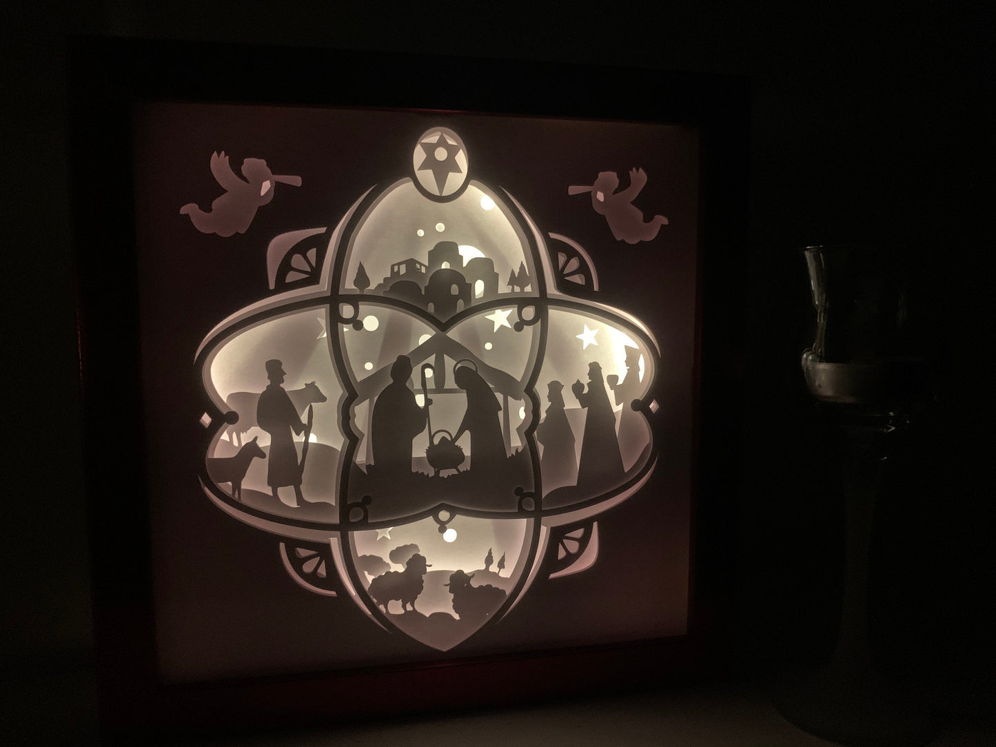 Nativity Scene Shadow Box: Christmas LED Lamp Decor