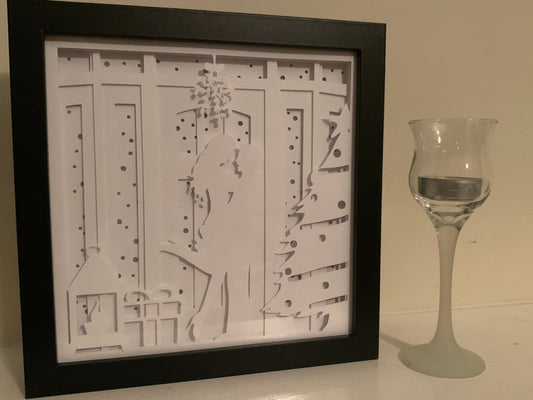 Kissing Couple Christmas Shadow Box: First Christmas LED Decor