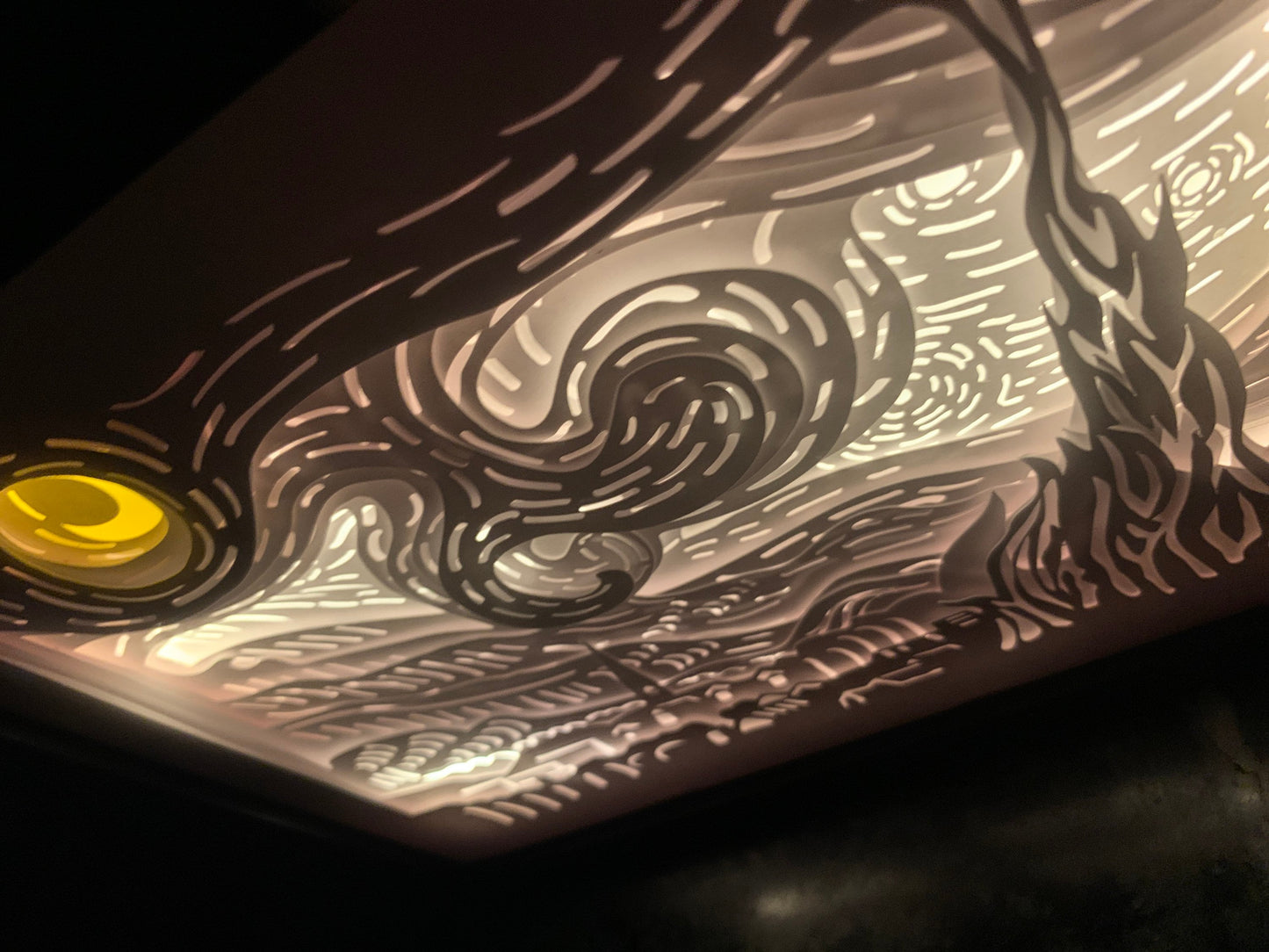 Van Gogh Starry Night Light Box: Handmade LED Wall Art
