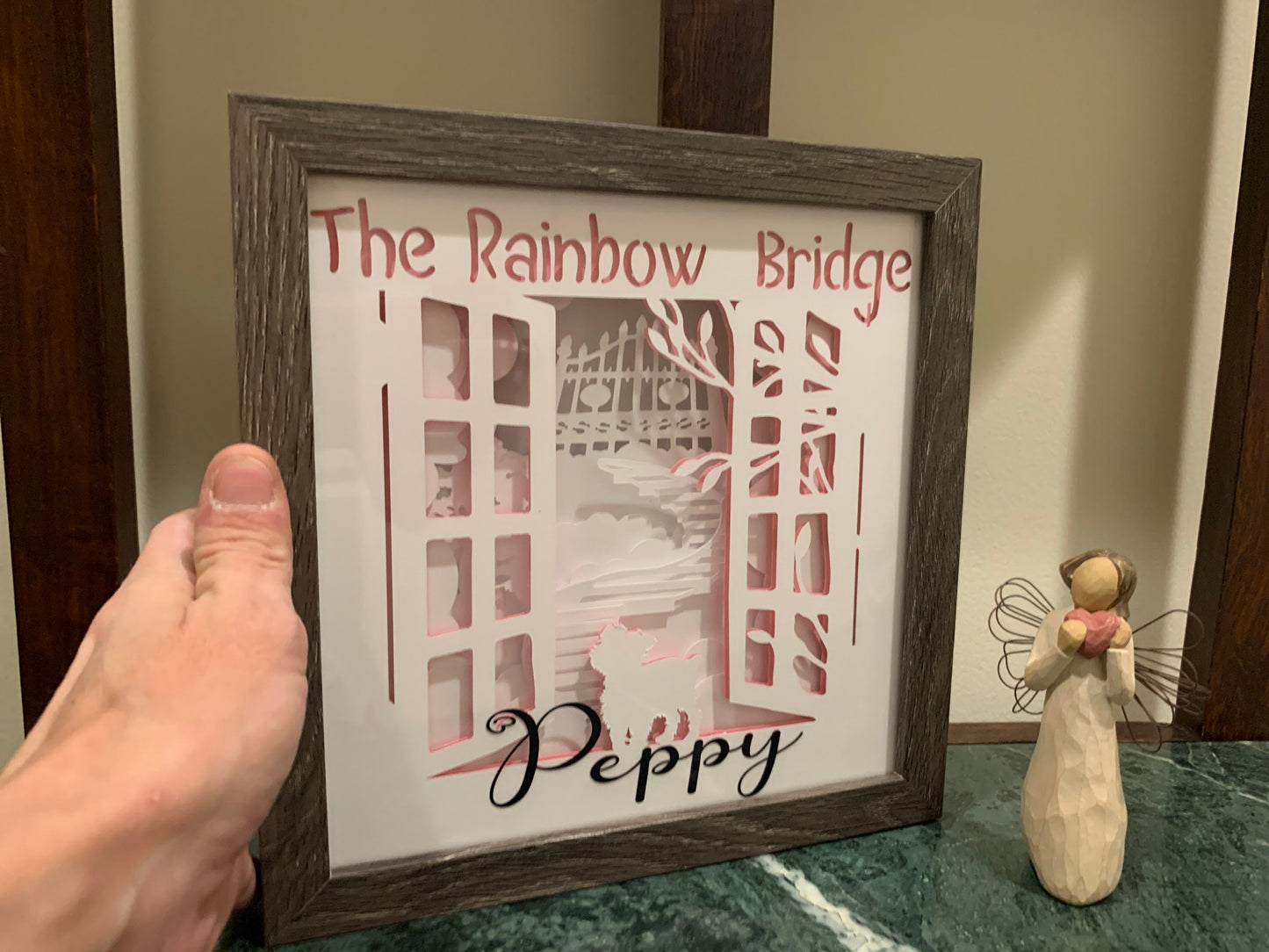 PERSONALIZED Rainbow Bridge, , Dog frame, Lightbox shadow box, LED table light lamp, wall decor, great for a dog lover or pawparent