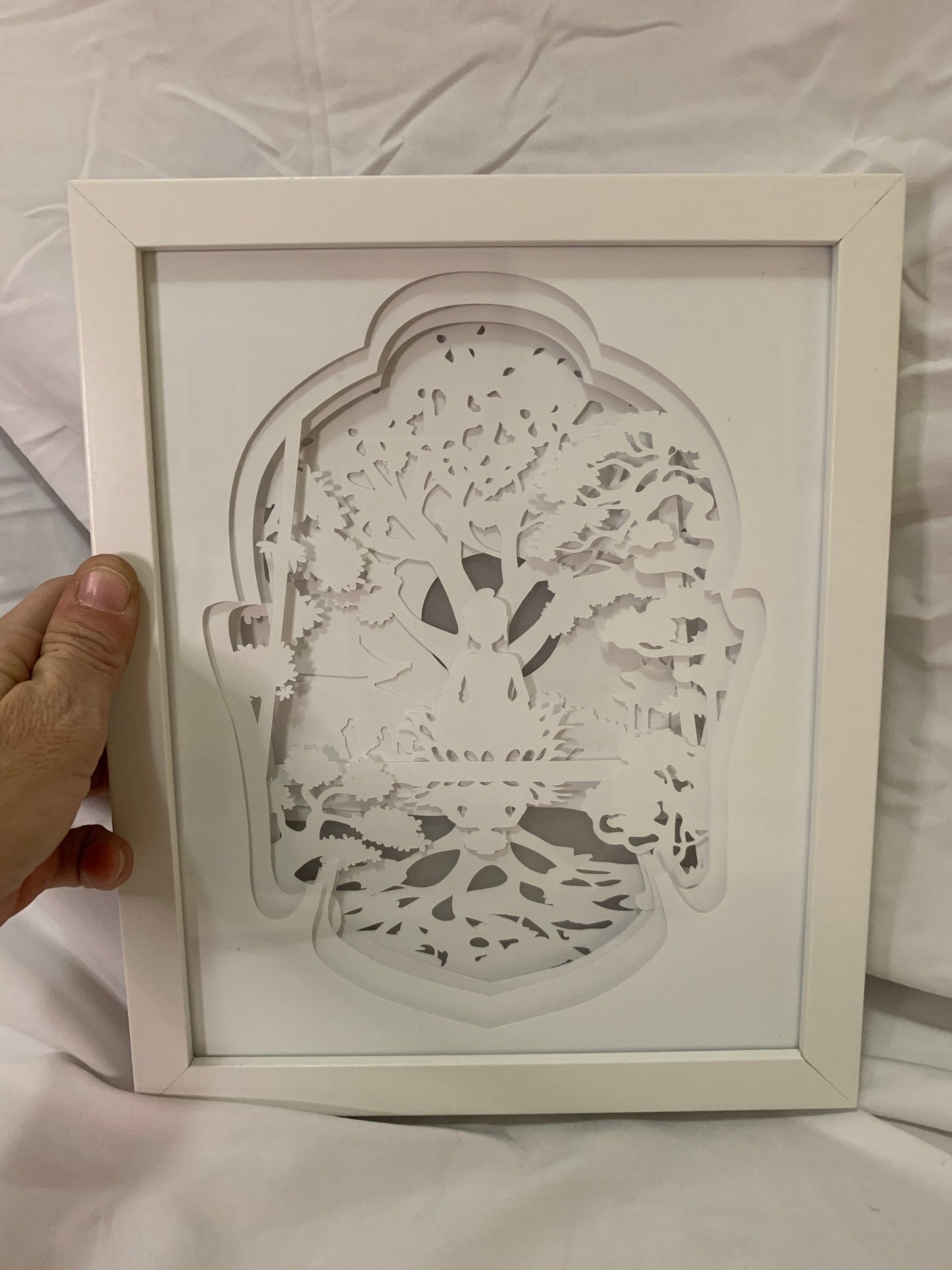 Buddha Lighted Shadow Box: Handmade LED Wall Art