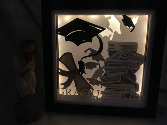 Graduation Shadow Box Frame: 2022 Graduation Cap Gift with LED