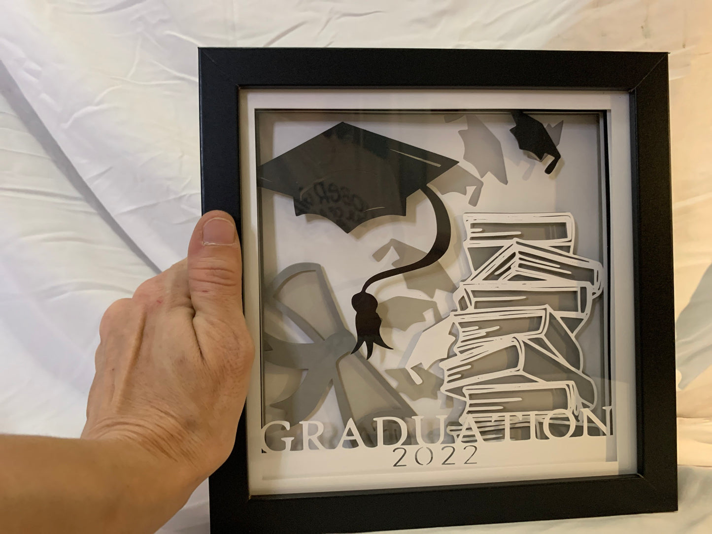 Graduation Shadow Box Frame: 2022 Graduation Cap Gift with LED