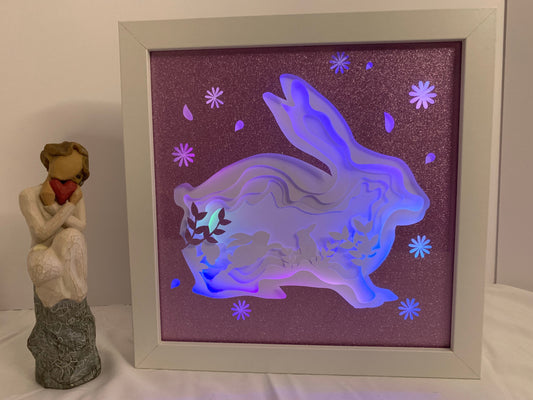 Easter Bunny Shadow Box: LED Light Up Wall Art