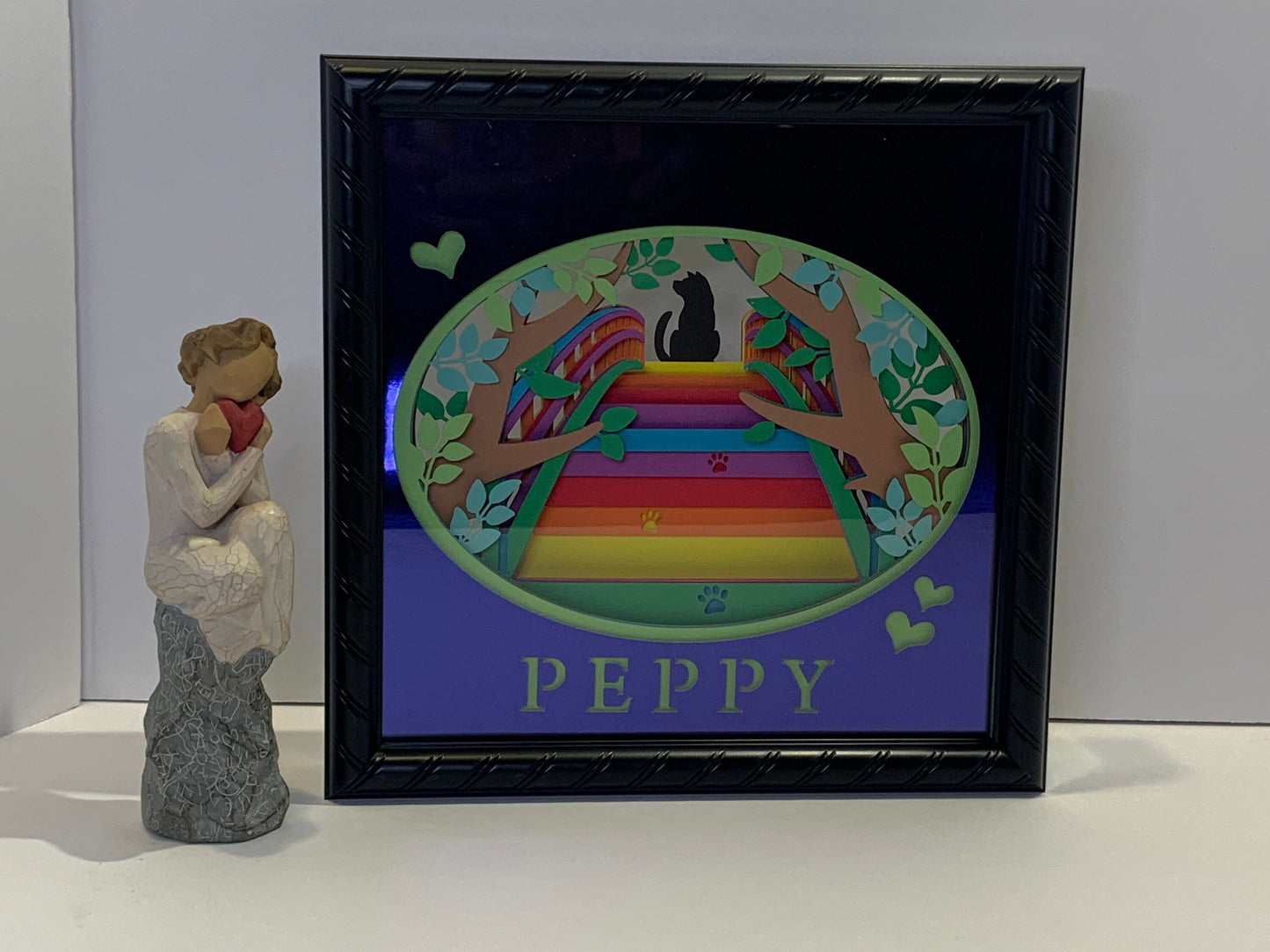 Personalized Rainbow Bridge Shadow Box: Pet Memorial Gift