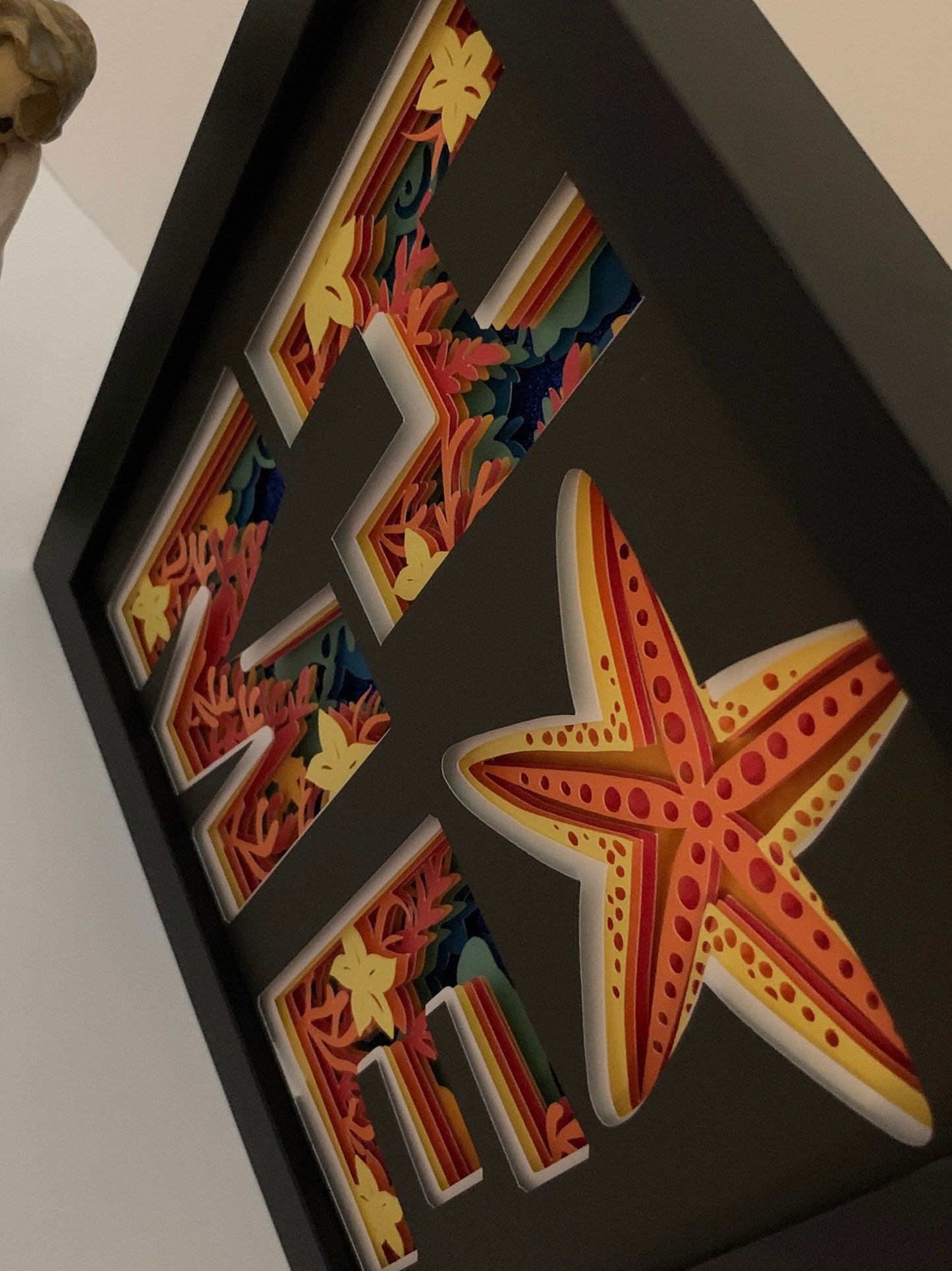 HOME frame, Starfish frame, Decorative Shadow Box Shadowbox Frame, decor. Great gift! Beach life home decor, gift for wife girlfriend