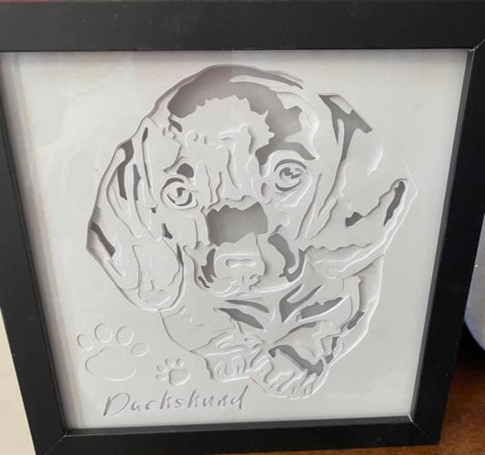 Dachshund Lightbox: Weiner Dog Shadow Box, Paw Print Doxie Decor