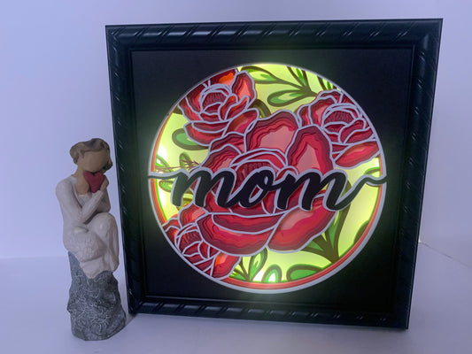 Mom frame, Mother Light lighted Shadow Box, Shadowbox Frame, Beautiful decor, unique gift for Mom Grandmom Sister Friend Daughter
