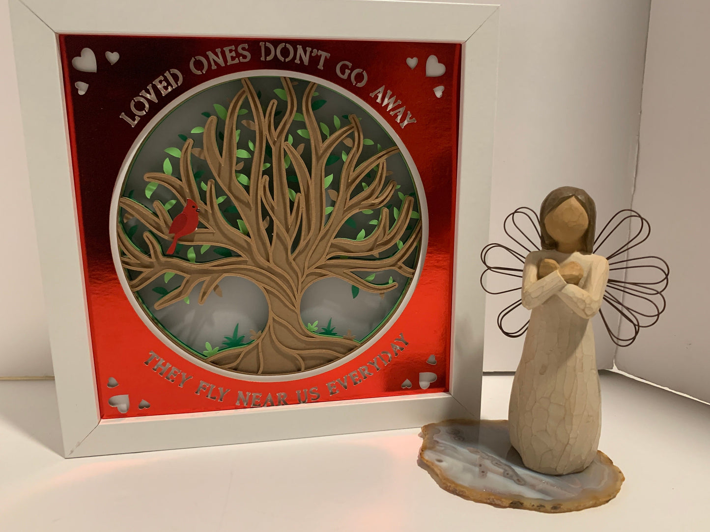 Cardinal Memorial Shadow Box: Lighted Remembrance Gift