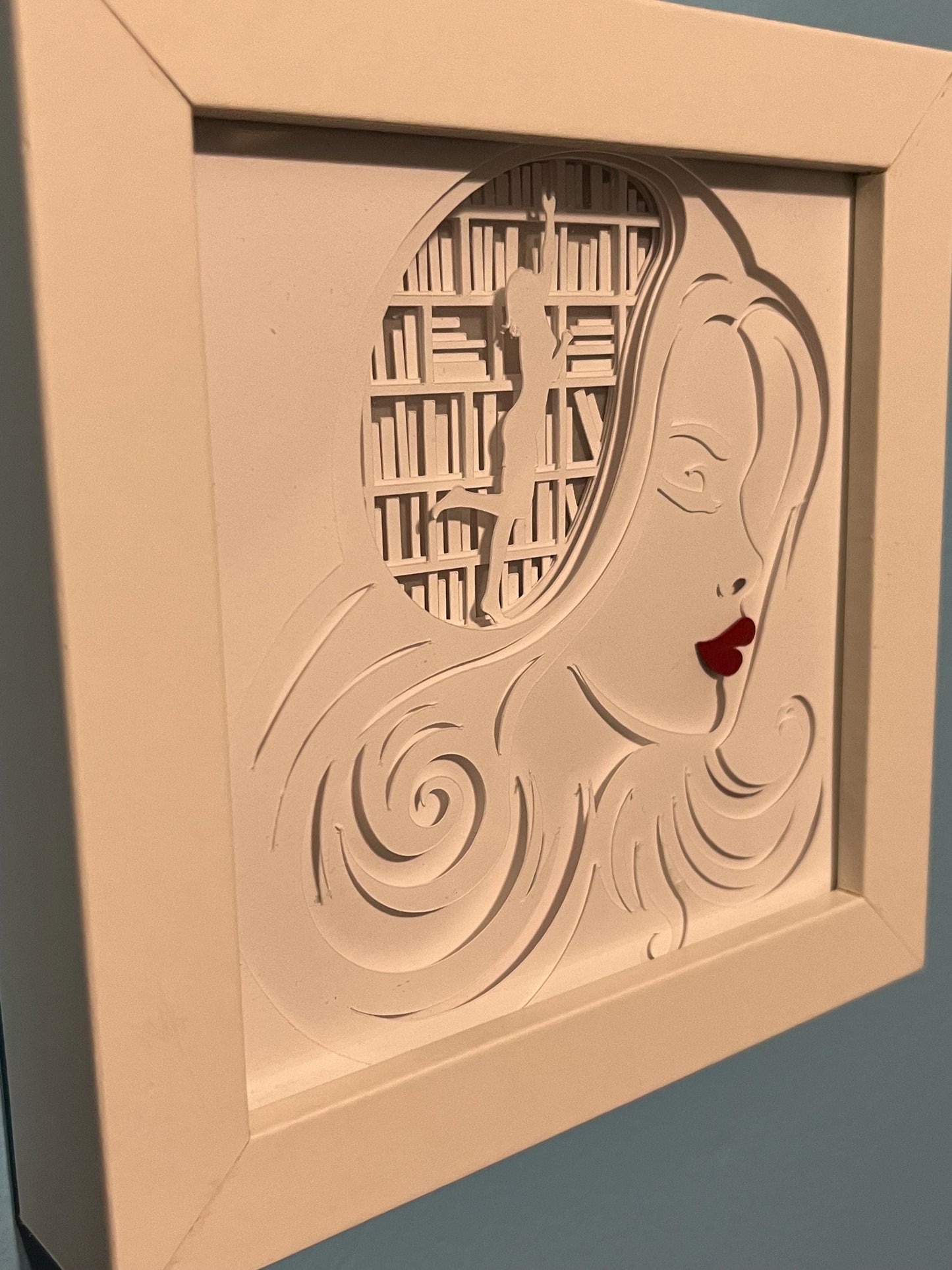 Girl Reading Lighted Shadow Box: Gift for Book Lover
