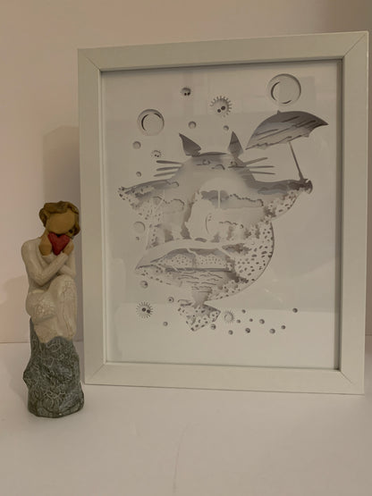 Totoro, Anime, Studio Ghibli, Decorative Shadow Box Shadowbox Frame, LED lamp, wall art, sign. Gift for Anime Fan, Game Room decor