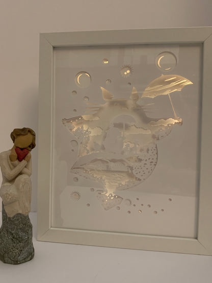 Totoro, Anime, Studio Ghibli, Decorative Shadow Box Shadowbox Frame, LED lamp, wall art, sign. Gift for Anime Fan, Game Room decor