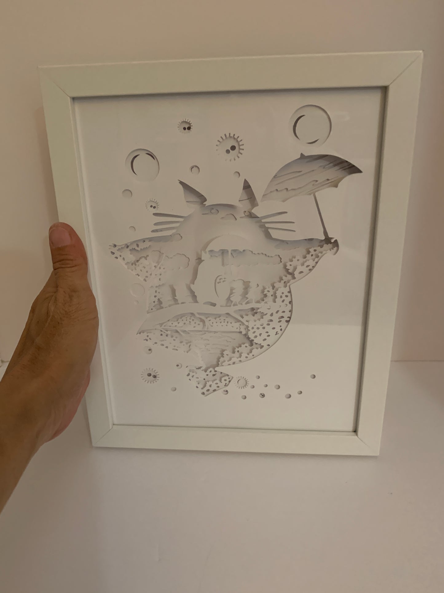 Totoro, Anime, Studio Ghibli, Decorative Shadow Box Shadowbox Frame, LED lamp, wall art, sign. Gift for Anime Fan, Game Room decor