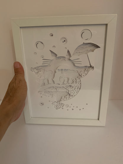 Totoro, Anime, Studio Ghibli, Decorative Shadow Box Shadowbox Frame, LED lamp, wall art, sign. Gift for Anime Fan, Game Room decor