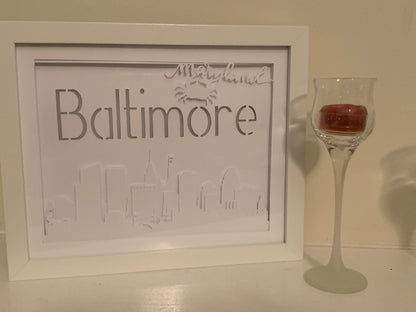 Baltimore Maryland Lightbox Shadow Box: City Skyline LED Wall Decor