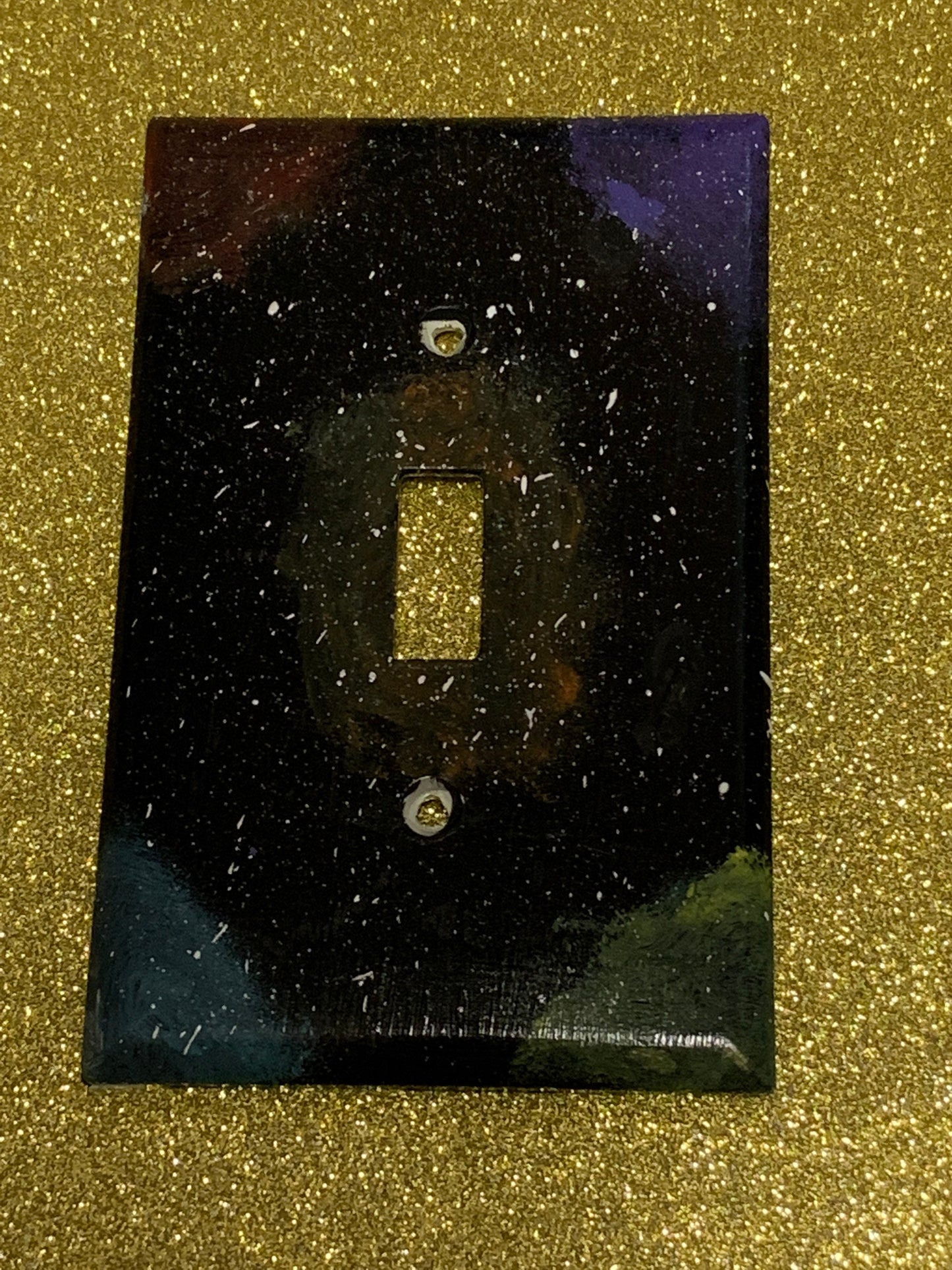 Hand-Painted Galaxy Light Switch Cover Plate: Space Theme Decor