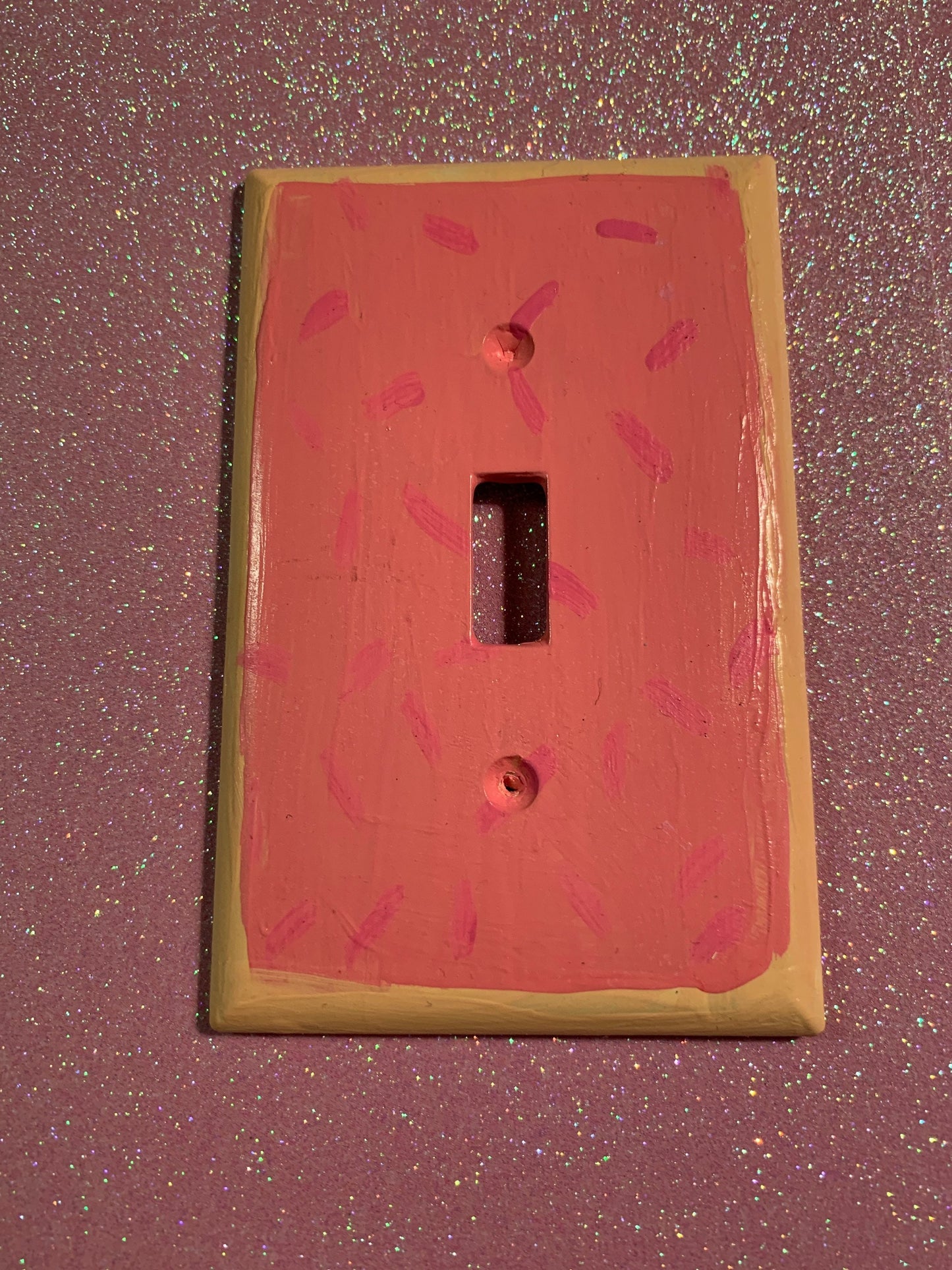 Hand-Painted Strawberry Poptart Light Switch Cover - Autism Awareness Art