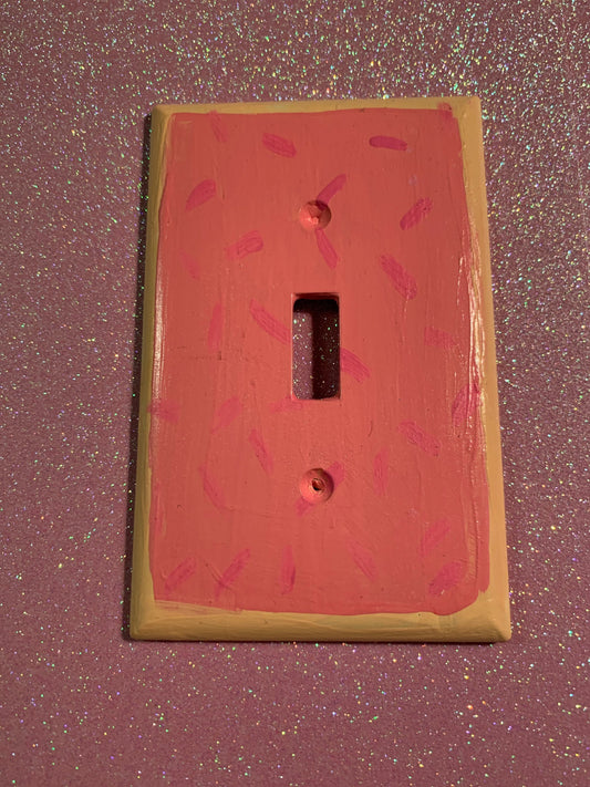 Hand-Painted Strawberry Poptart Light Switch Cover - Autism Awareness Art