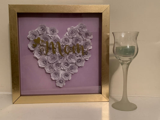 MOM mother Grandma Grandmom flower frame, rolled paper flowers, Christmas Gift for Mom Grandmom , Shadow box, Grandma Gift, Mothers Day