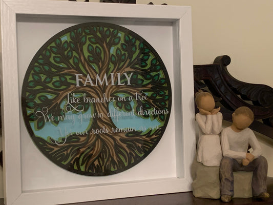 Family Tree of Life Shadow Box: Unique Home Decor (8"x8")