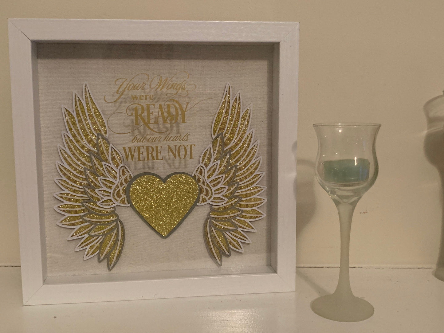 Angel Wings Memorial Shadow Box: Remembrance Gift (9" x 9")