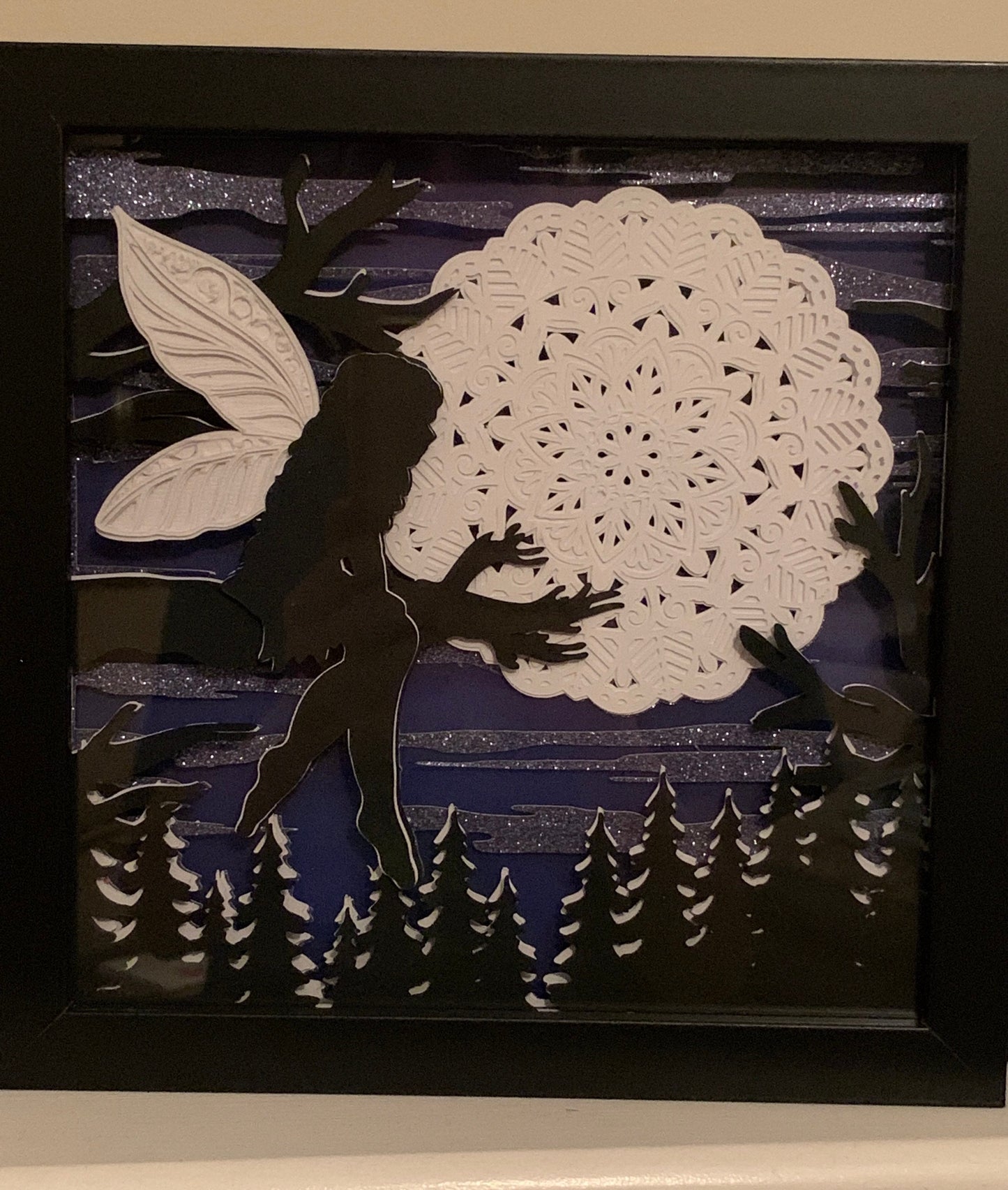 Fairy on Moon Lightbox: Whimsical Bedroom Decor (8x8)