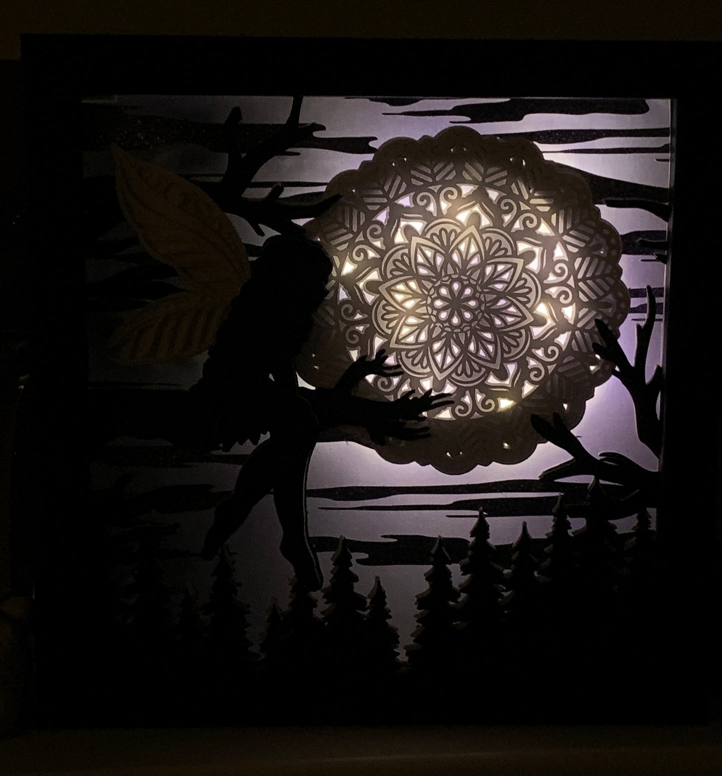 Fairy on Moon Lightbox: Whimsical Bedroom Decor (8x8)