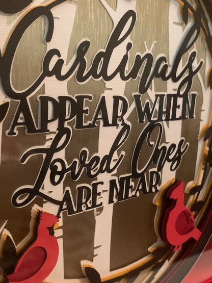 Cardinal Memorial Shadow Box: "Loved Ones are Near" Remembrance Decor (8x8)