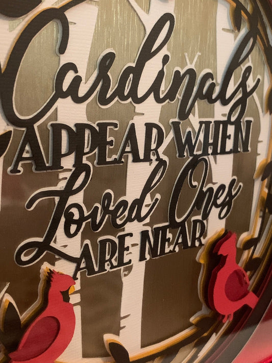 Cardinal Memorial Shadow Box: "Loved Ones are Near" Remembrance Decor (8x8)