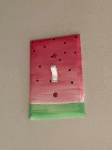 Hand-Painted Watermelon Light Switch Cover Plate by Autistic Artist