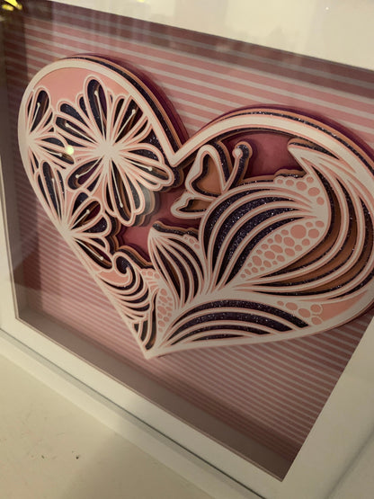 Heart Butterfly Lighted Shadow Box: 9" Night Light