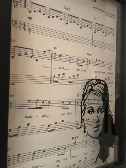 Adele "Someone Like You" Silhouette Art on Sheet Music Shadowbox