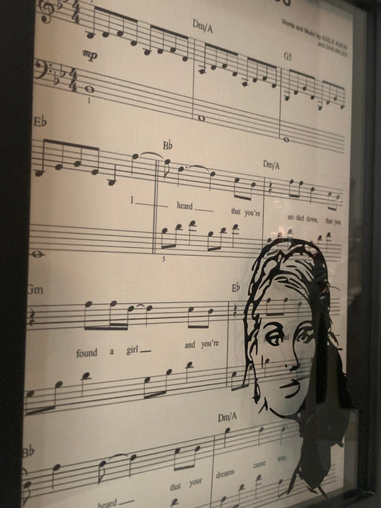 Adele "Someone Like You" Silhouette Art on Sheet Music Shadowbox