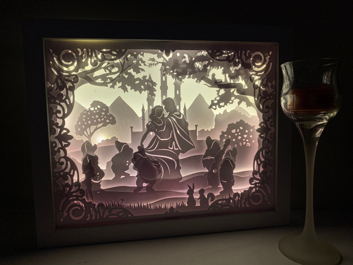 Snow White Lightbox: Handmade Shadow Box Frame, Kids Room Decor