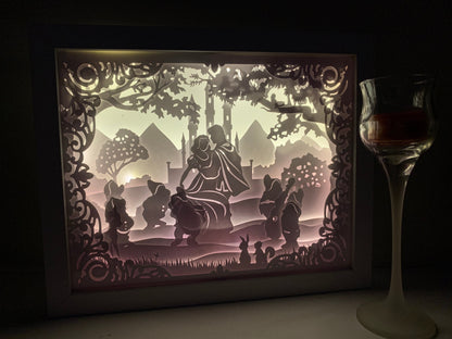 Snow White Lightbox: Handmade Shadow Box Frame, Kids Room Decor