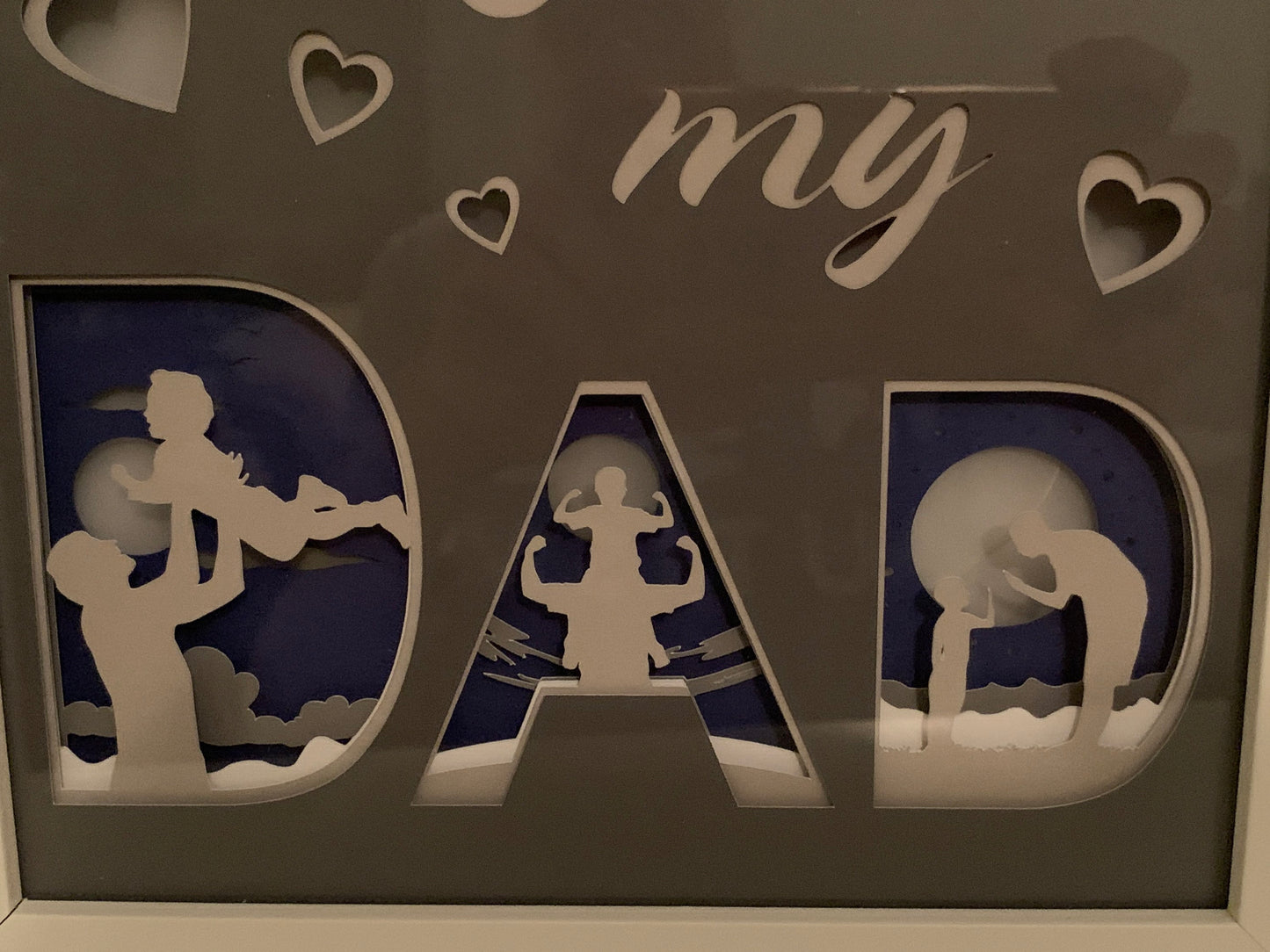 I love my Dad, Father’s Day Gift, Grandfather, Kids, Decorative Lightbox light Shadow Box Shadowbox Frame, Great gift!  Beautifully unique!
