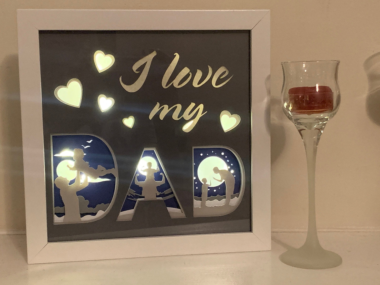 I love my Dad, Father’s Day Gift, Grandfather, Kids, Decorative Lightbox light Shadow Box Shadowbox Frame, Great gift!  Beautifully unique!