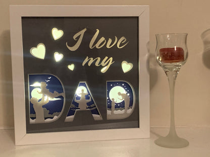 I love my Dad, Father’s Day Gift, Grandfather, Kids, Decorative Lightbox light Shadow Box Shadowbox Frame, Great gift!  Beautifully unique!
