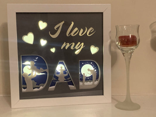 I love my Dad, Father’s Day Gift, Grandfather, Kids, Decorative Lightbox light Shadow Box Shadowbox Frame, Great gift!  Beautifully unique!